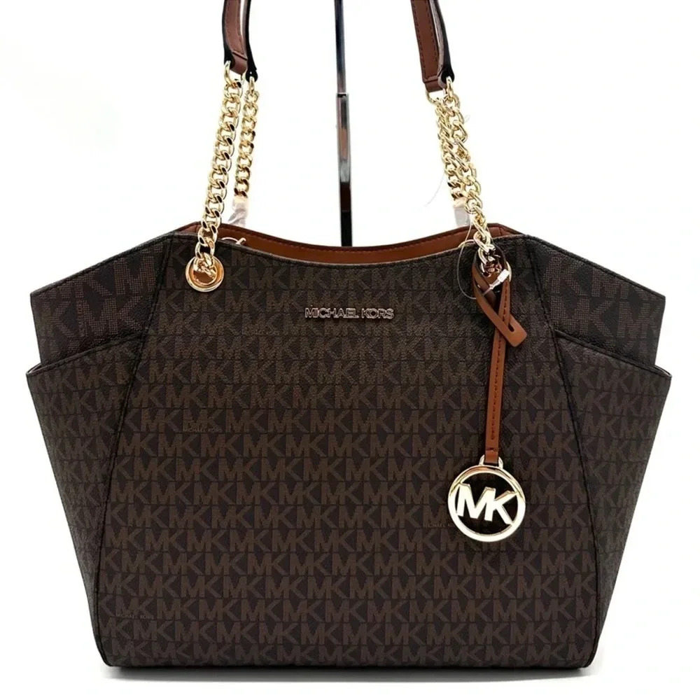 Michael Kors Large Jet Set Travel Chain Shoulder Bag Brown
